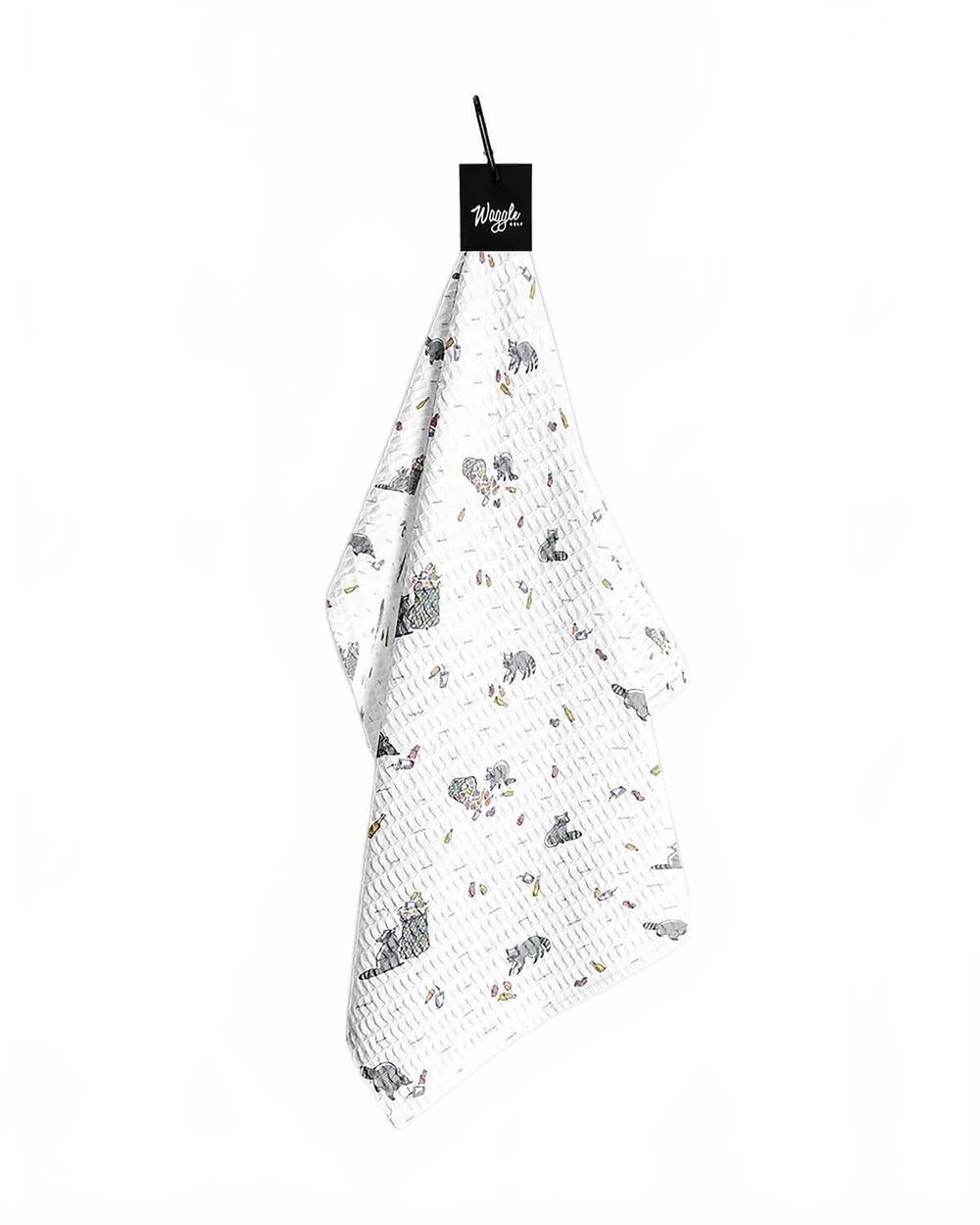 NEW WAGGLE GOLF bev cart bandit magnetic golf towel in white